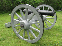 Full-size Revolutionary War carriage and cast iron gun barrel - click here for a larger image...